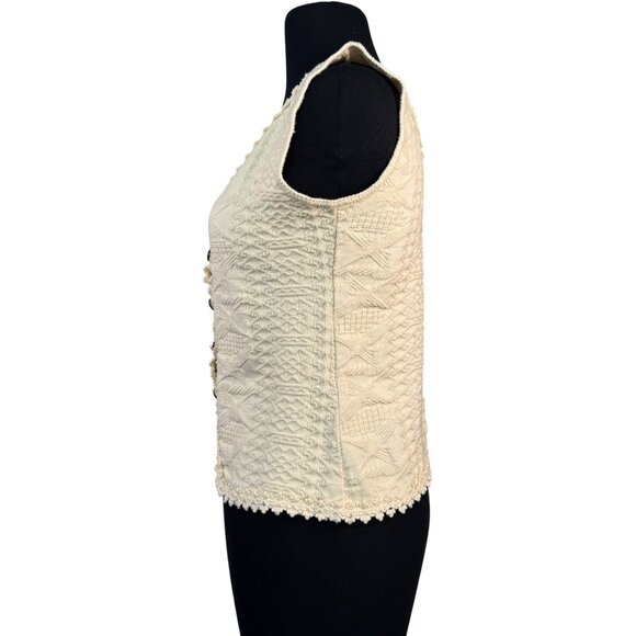 Hand Loomed Cotton Salsa Peru Womens Sleeveless Cardigan Size XL - Picture 3 of 6